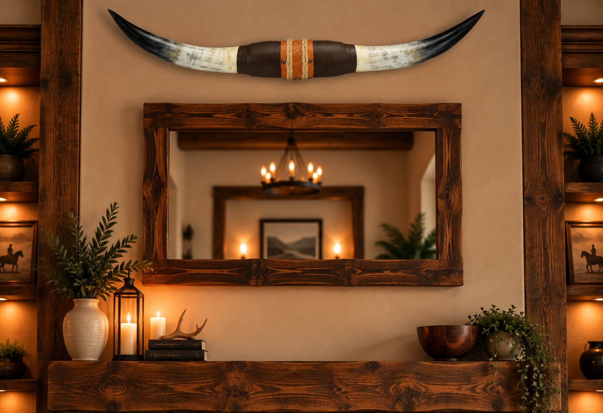 Authentic USA Made Mounted Steer Horns (39.25" Span)