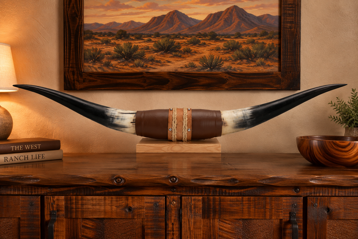 Authentic USA Made Mounted Steer Horns (39" Span)