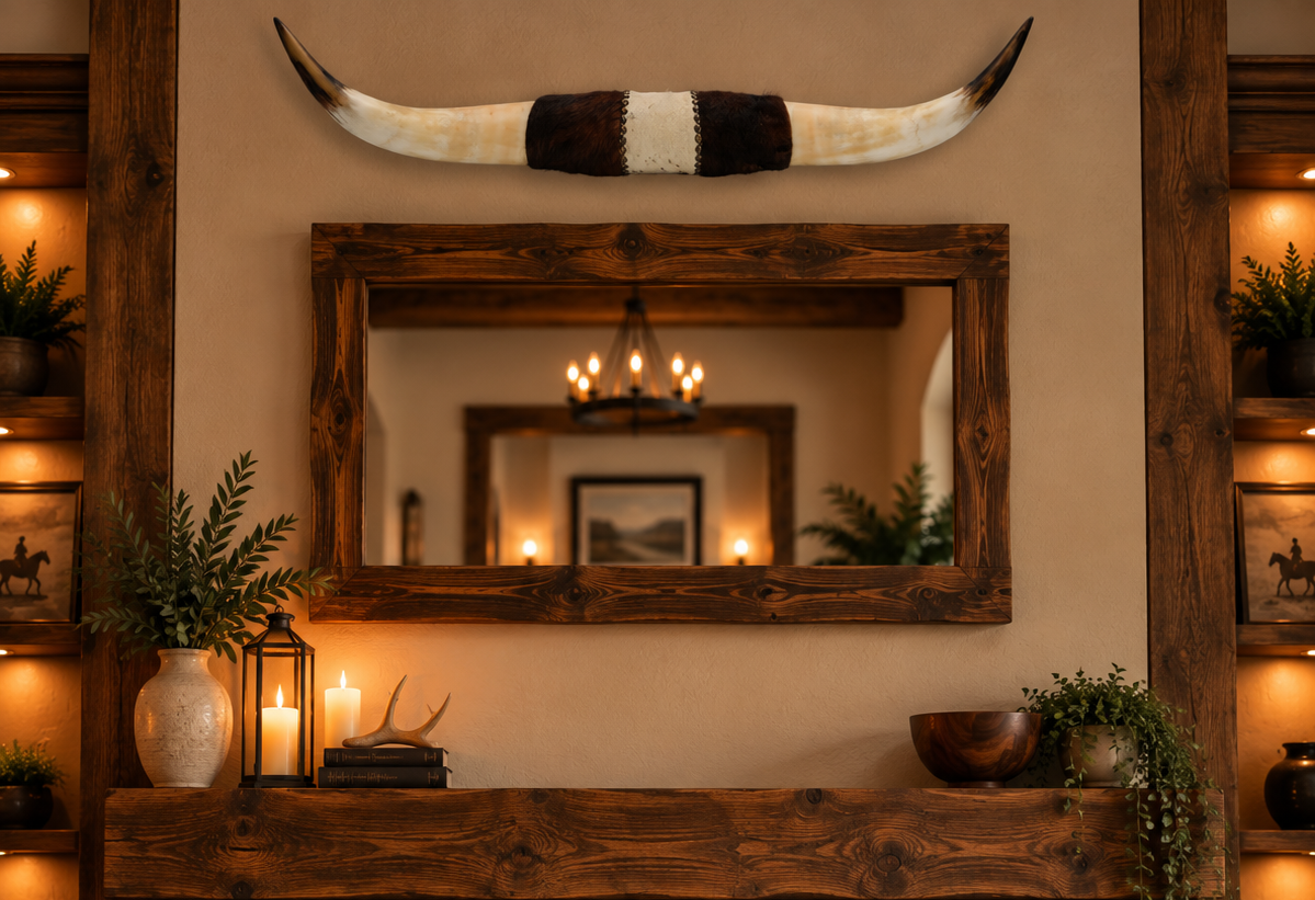 Authentic USA Made Mounted Steer Horns (39" Span)