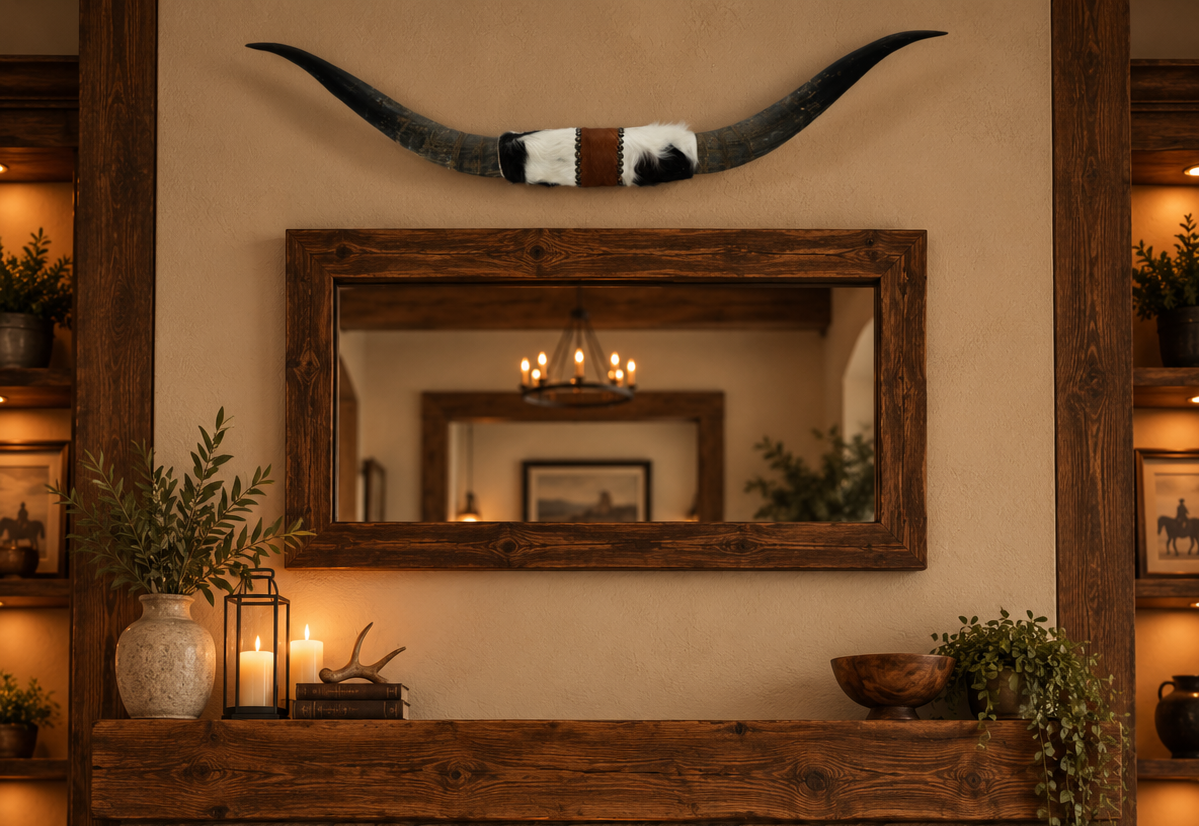 Authentic USA Made Mounted Steer Horns (38.5" Span)