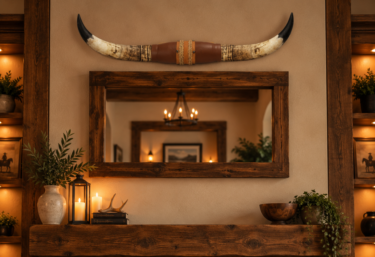 Authentic USA Made Mounted Steer Horns (37.75" Span)