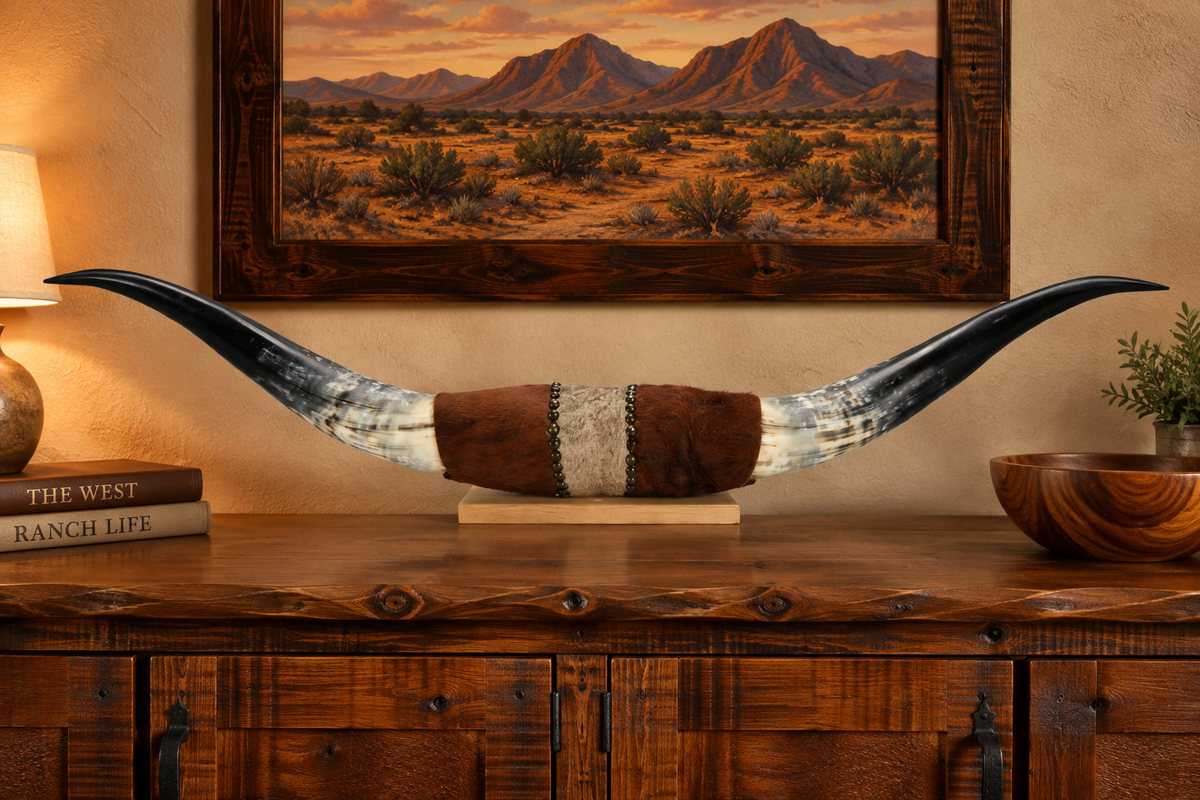 Authentic USA Made Mounted Steer Horns (40.75" Span)
