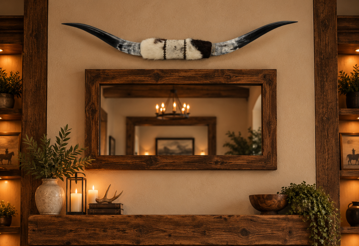 Authentic USA Made Mounted Steer Horns (37.5" Span)