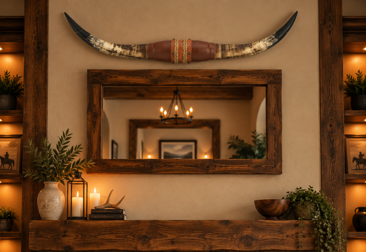 Authentic USA Made Mounted Steer Horns (40.25" Span)