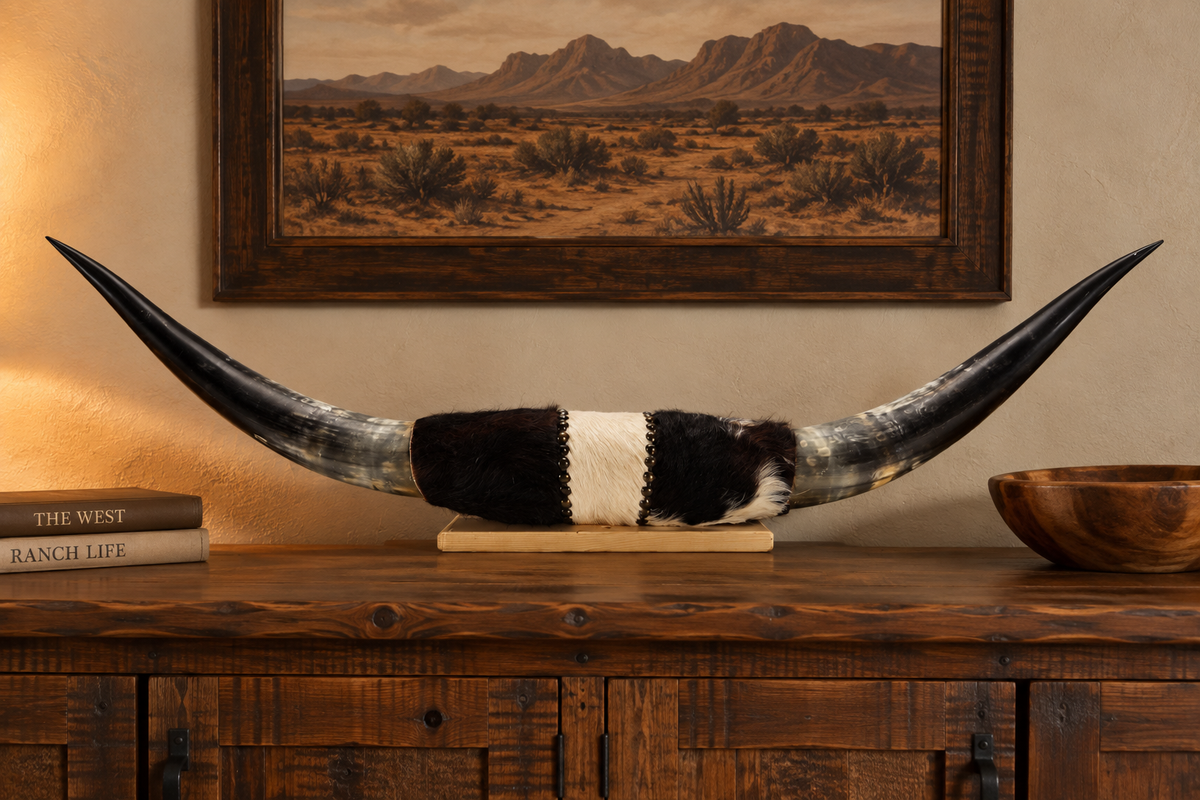 Authentic USA Made Mounted Steer Horns (37.5" Span)