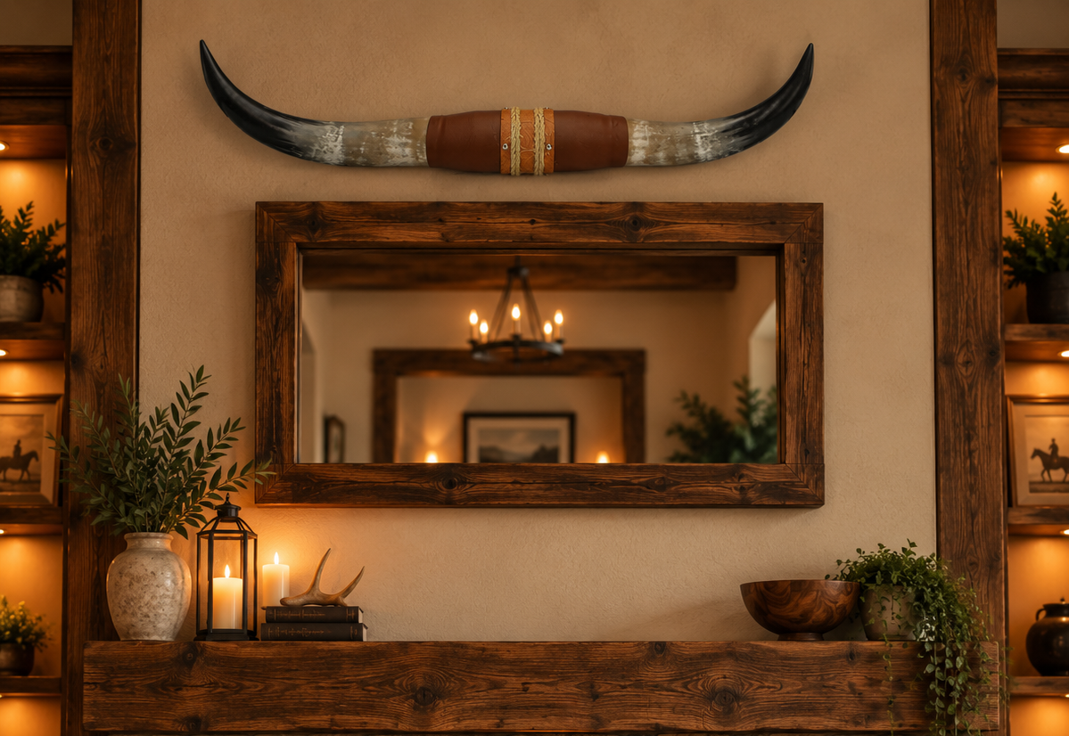Authentic USA Made Mounted Steer Horns (37.25" Span)