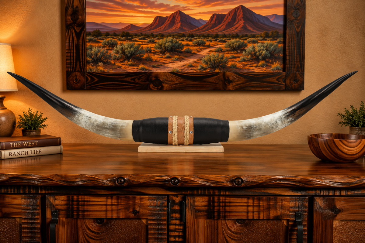 Authentic USA Made Mounted Steer Horns (39" Span)
