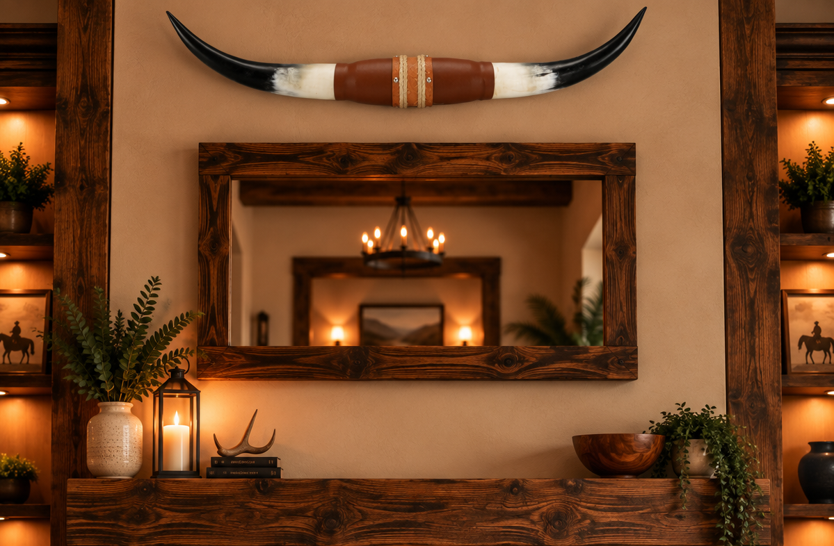 Authentic USA Made Mounted Steer Horns (38.25" Span)