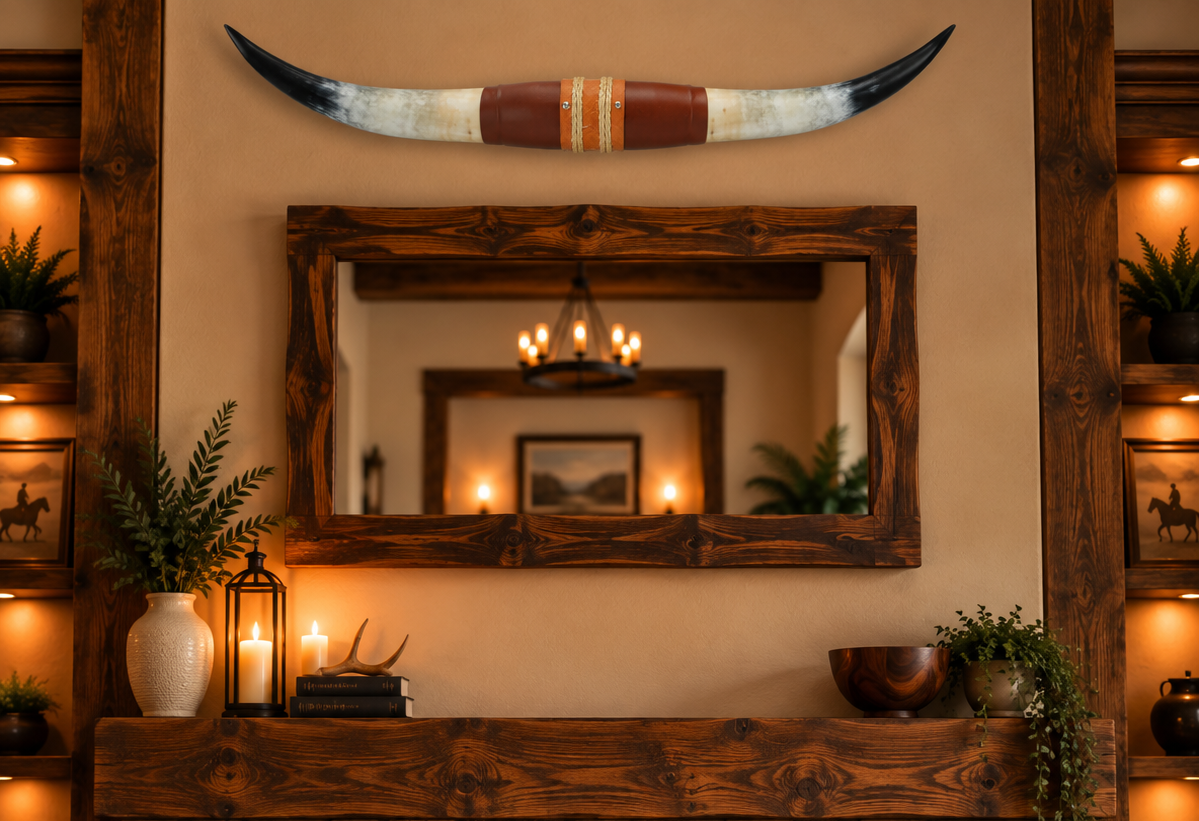 Authentic USA Made Mounted Steer Horns (40" Span)