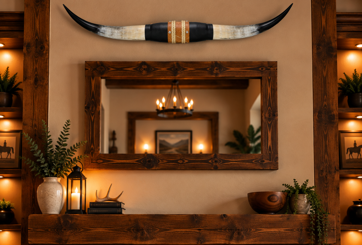 Authentic USA Made Mounted Steer Horns (39" Span)