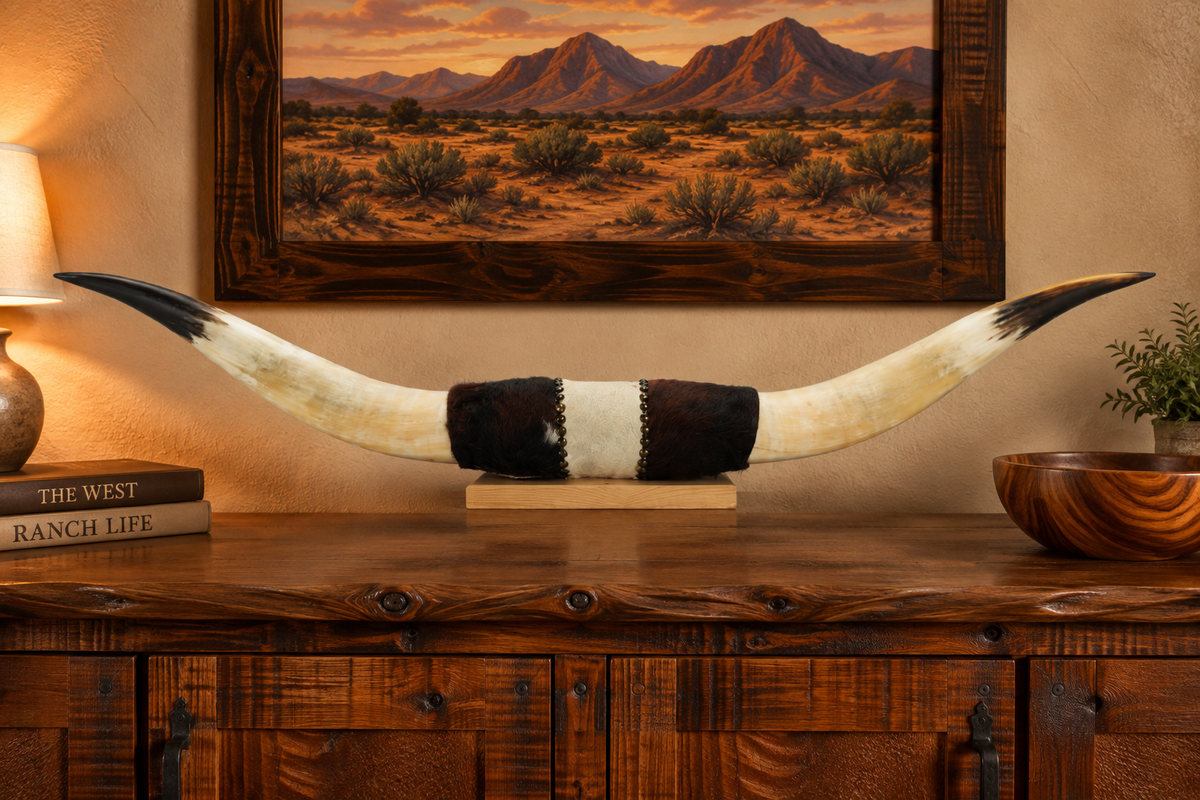 Authentic USA Made Mounted Steer Horns (39" Span)