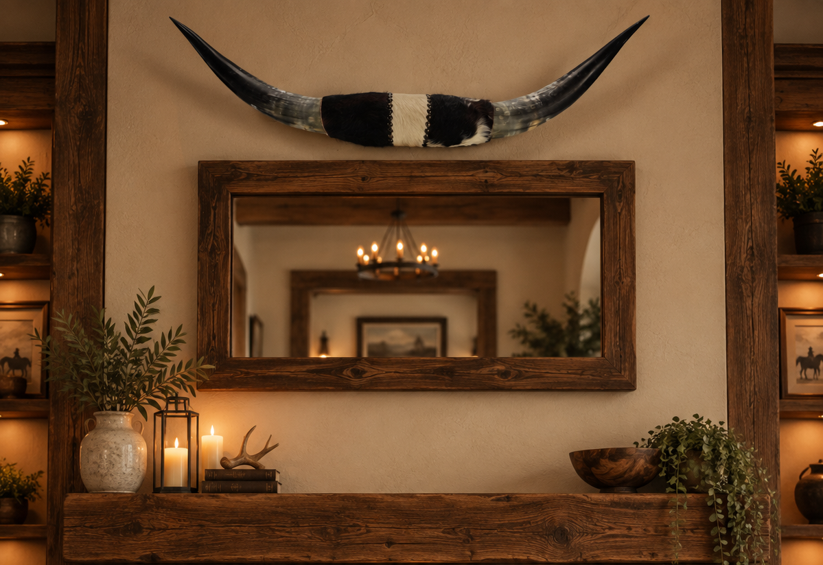 Authentic USA Made Mounted Steer Horns (37.5" Span)