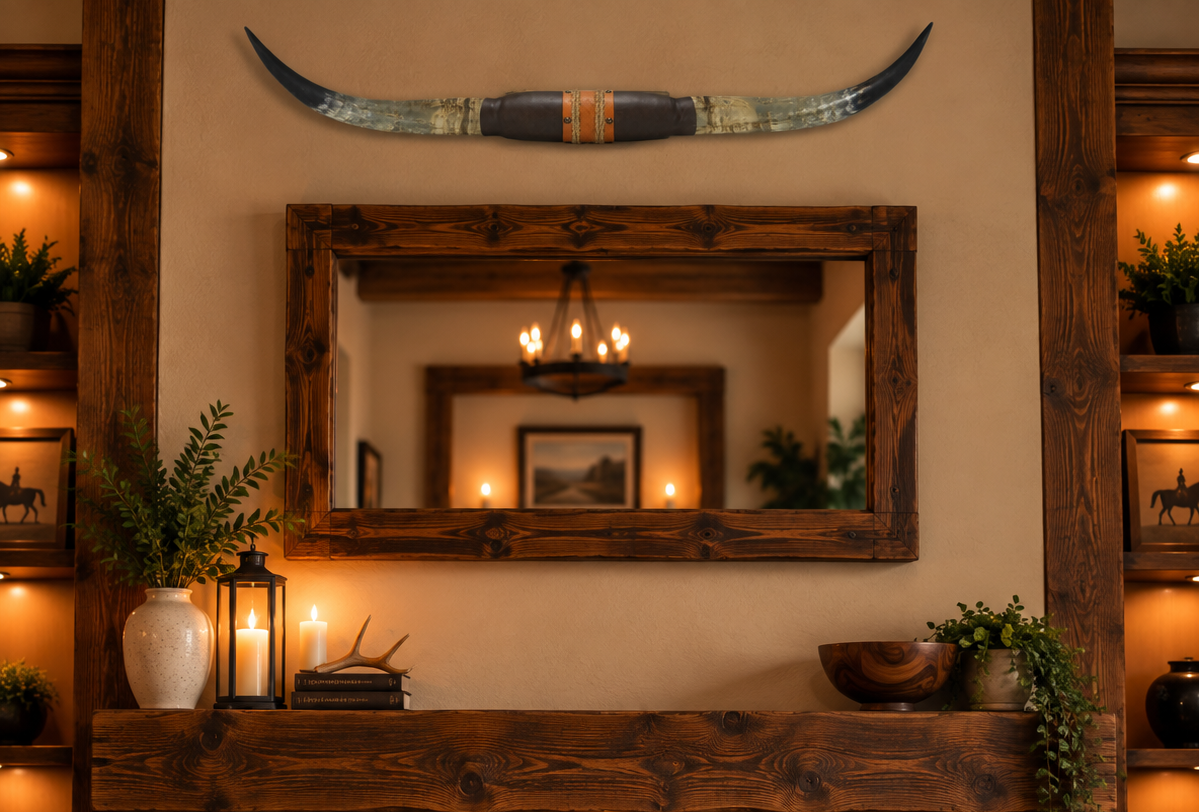 Authentic USA Made Mounted Steer Horns (39.5" Span)