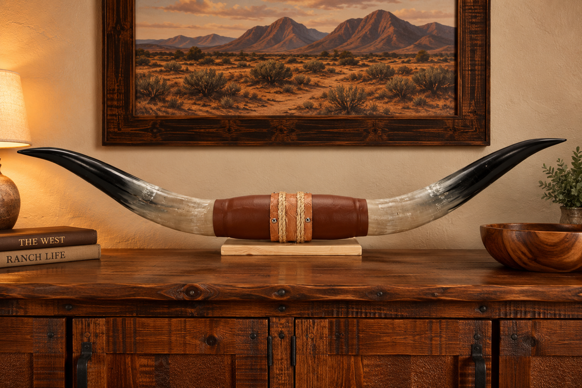 Authentic USA Made Mounted Steer Horns (37.25" Span)