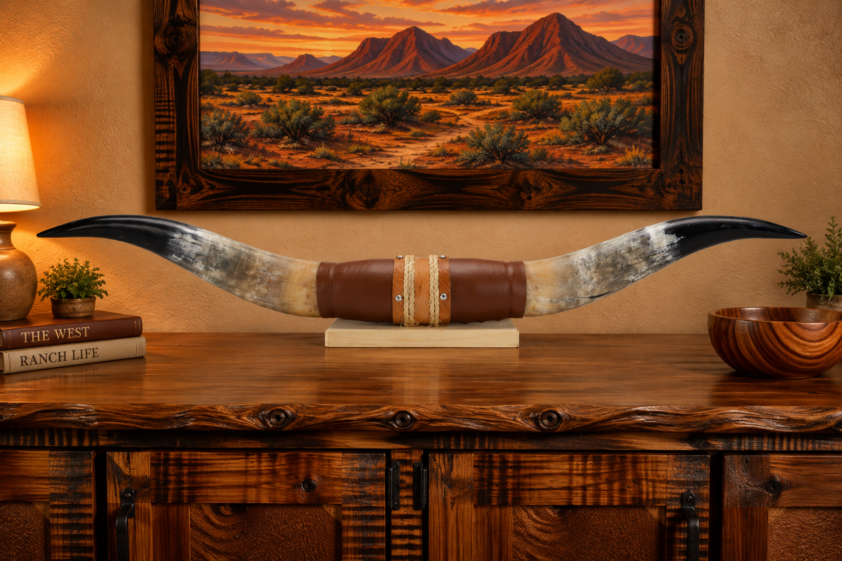 Authentic USA Made Mounted Steer Horns (39" Span)