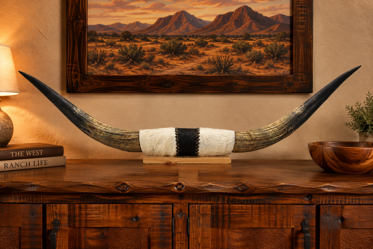 Authentic USA Made Mounted Steer Horns (39" Span)