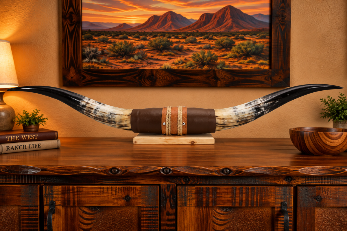Authentic USA Made Mounted Steer Horns (40" Span)