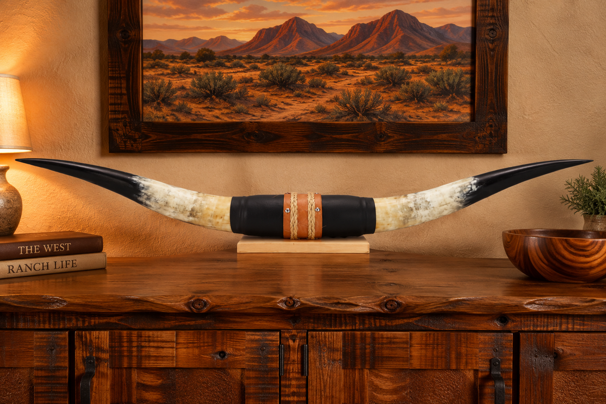 Authentic USA Made Mounted Steer Horns (40.5" Span)