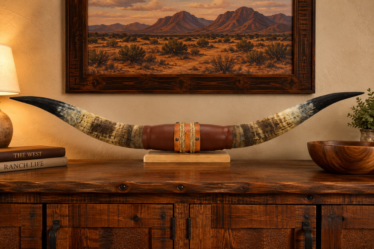Authentic USA Made Mounted Steer Horns (40.25" Span)