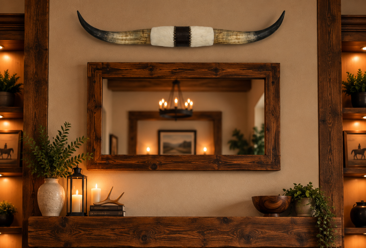 Authentic USA Made Mounted Steer Horns (39" Span)