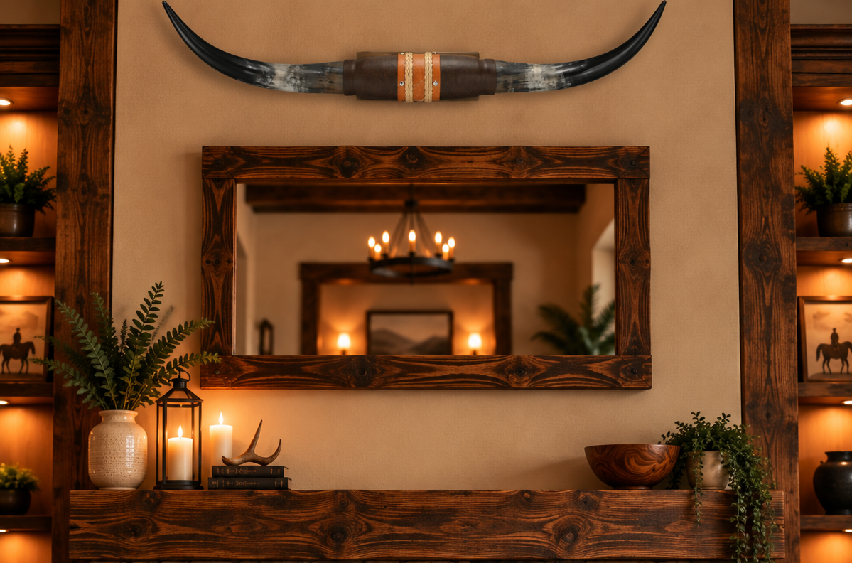 Authentic USA Made Mounted Steer Horns (39.25" Span)