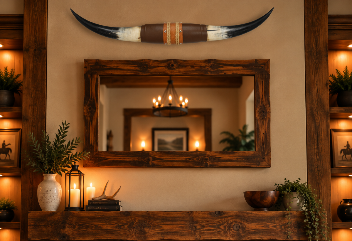 Authentic USA Made Mounted Steer Horns (39" Span)