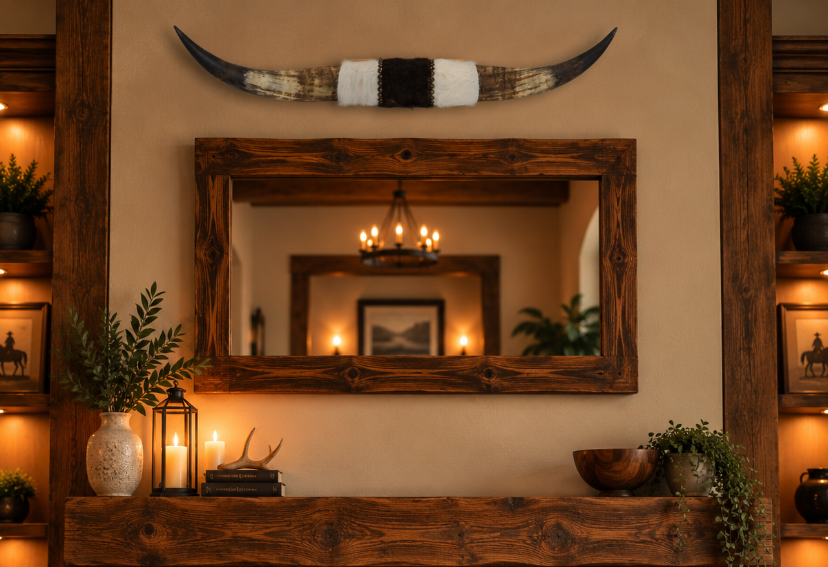 Authentic USA Made Mounted Steer Horns (37.5" Span)