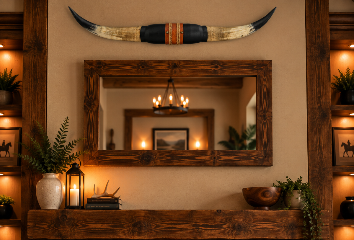 Authentic USA Made Mounted Steer Horns (37.25" Span)