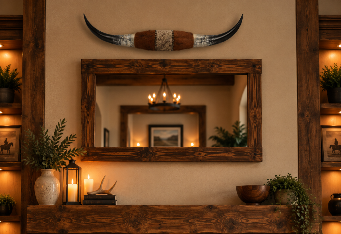 Authentic USA Made Mounted Steer Horns (40.75" Span)