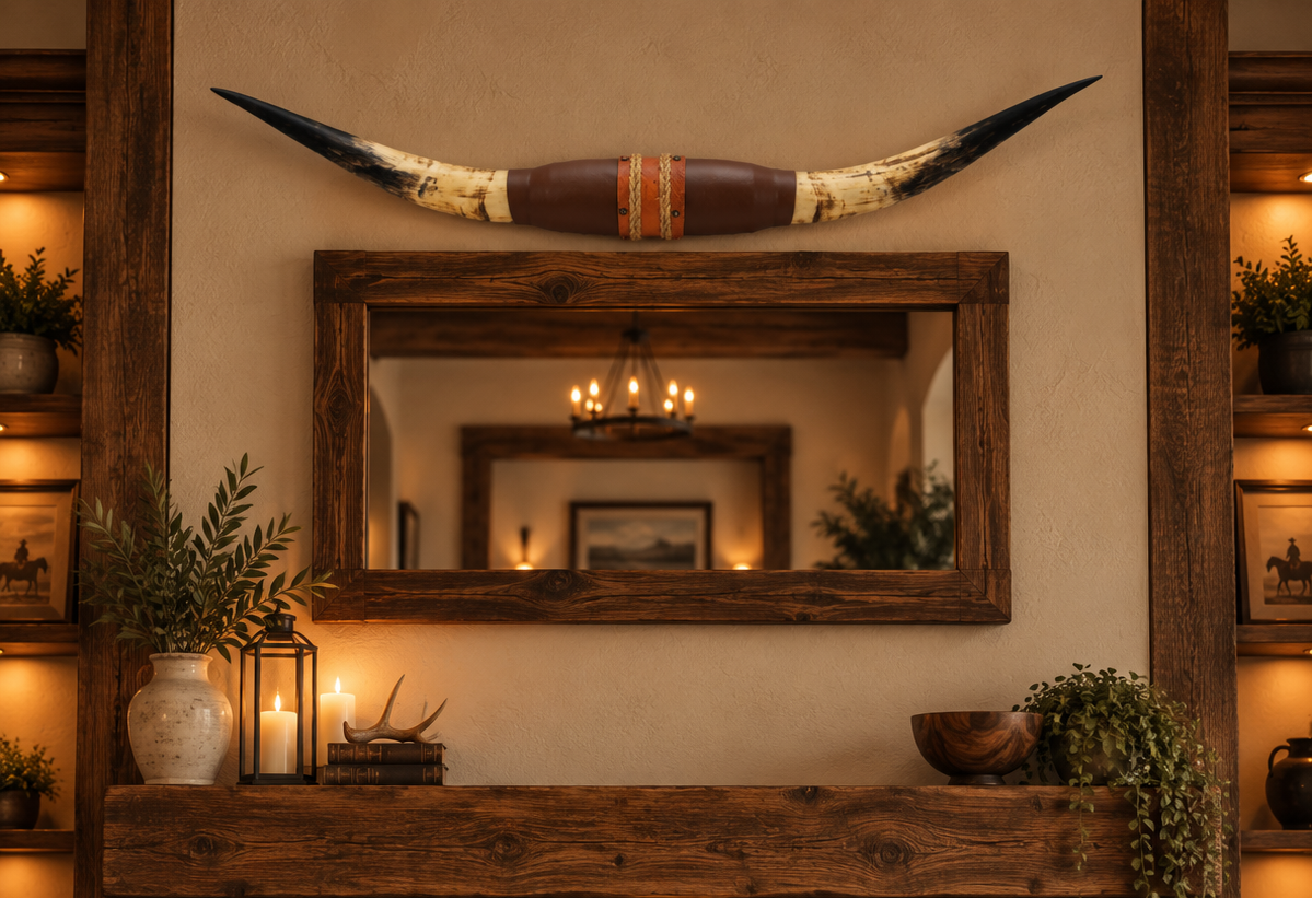 Authentic USA Made Mounted Steer Horns (39.25" Span)