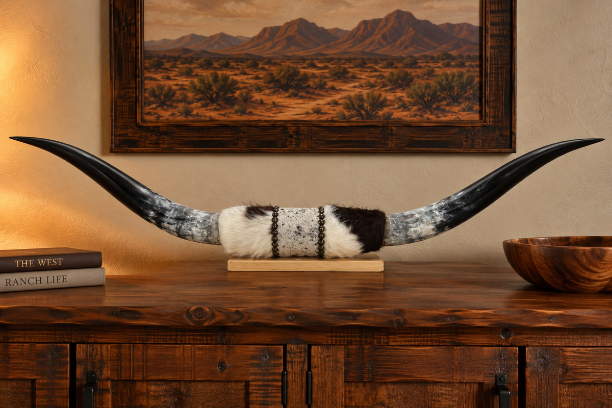 Authentic USA Made Mounted Steer Horns (37.5" Span)