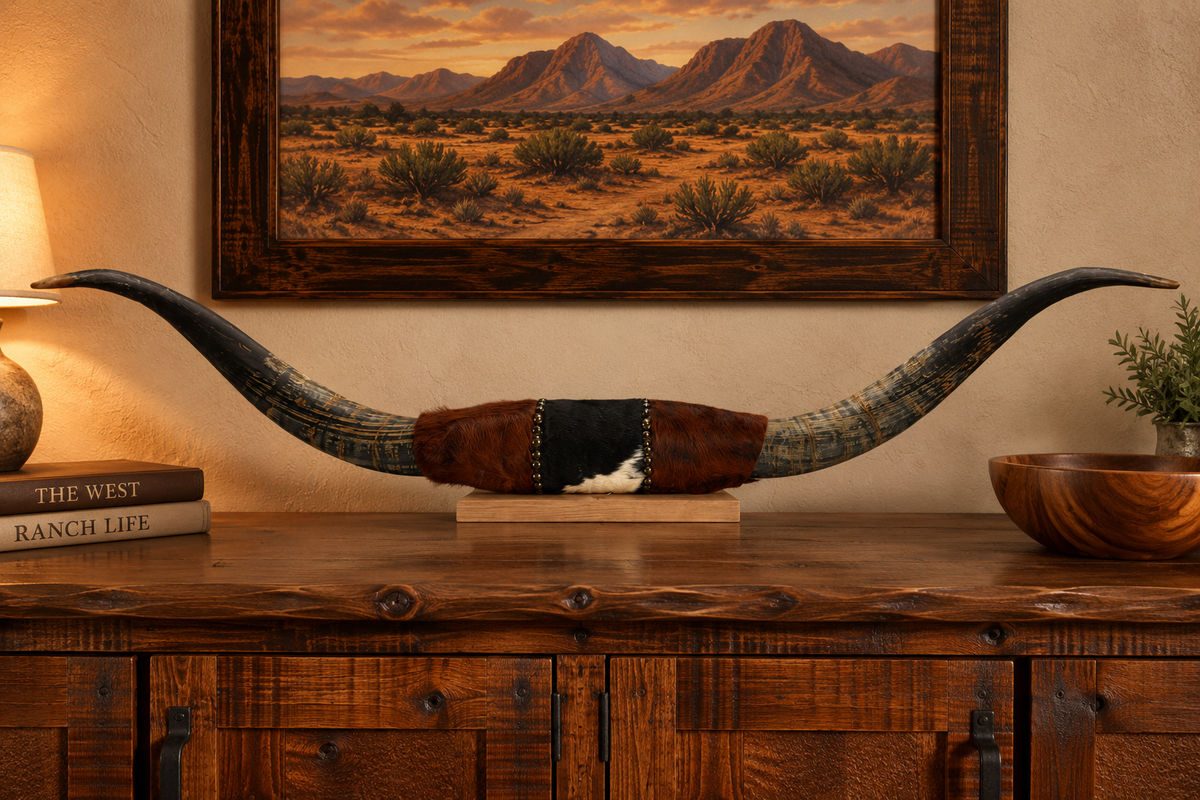 Authentic USA Made Mounted Steer Horns (36.25" Span)