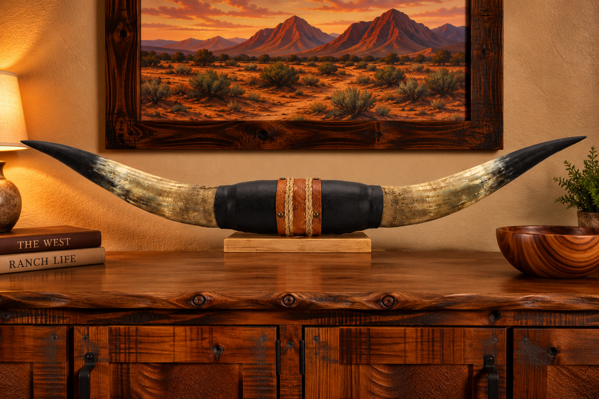 Authentic USA Made Mounted Steer Horns (37.25" Span)