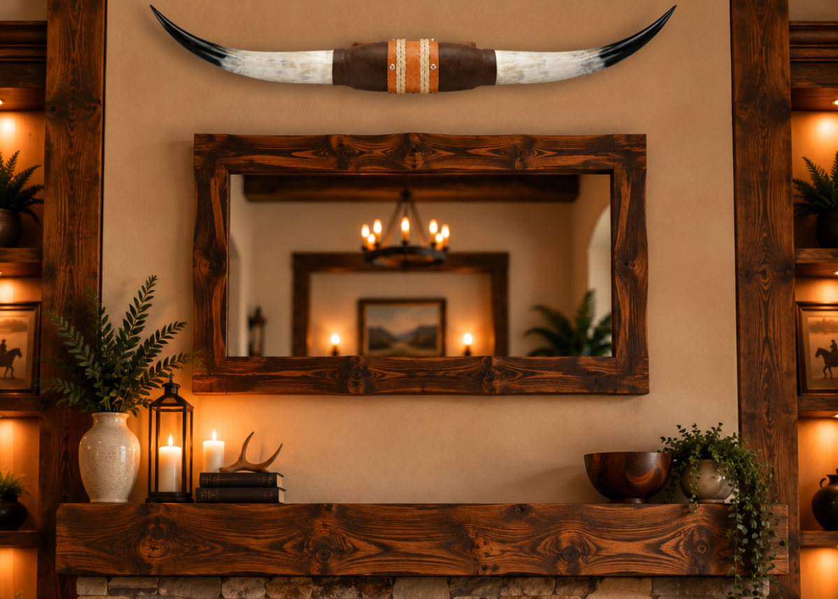 Authentic USA Made Mounted Steer Horns (39.25" Span)
