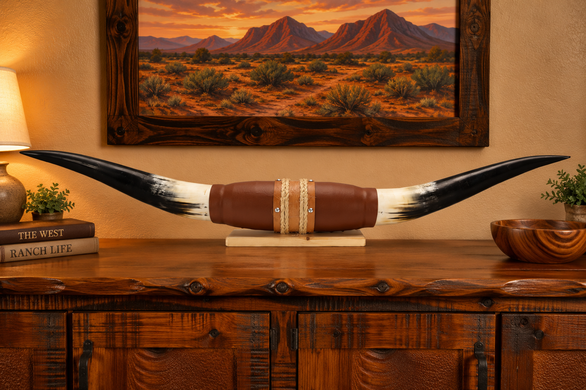 Authentic USA Made Mounted Steer Horns (38.25" Span)
