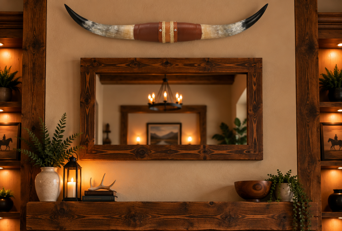 Authentic USA Made Mounted Steer Horns (39" Span)