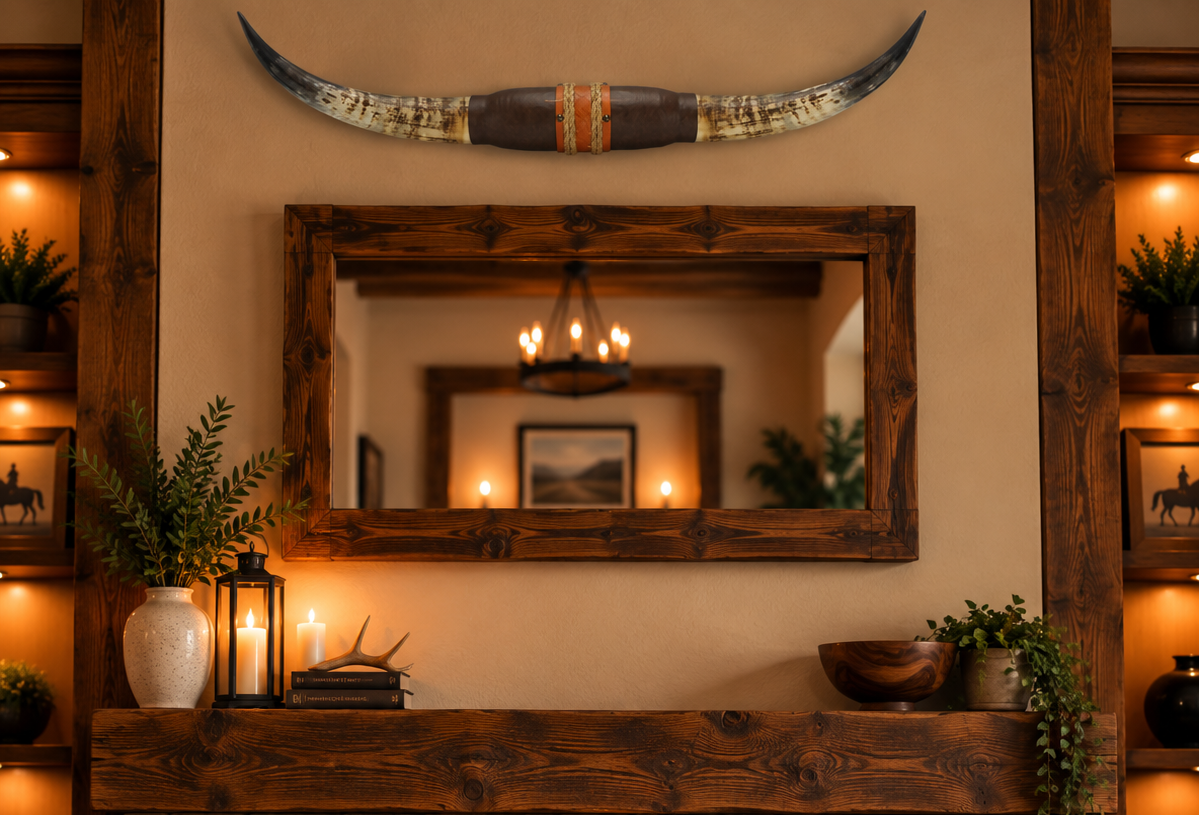 Authentic USA Made Mounted Steer Horns (38" Span)