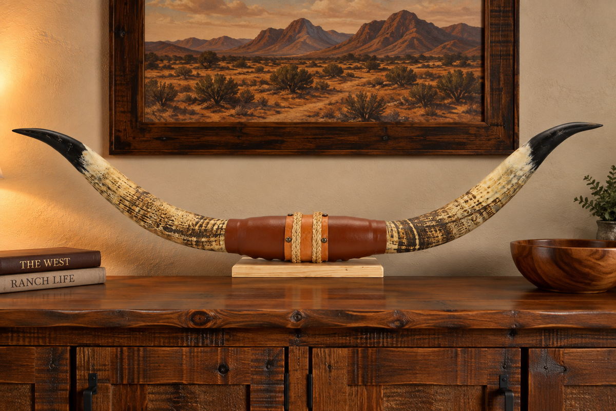 Authentic USA Made Mounted Steer Horns (37.75" Span)