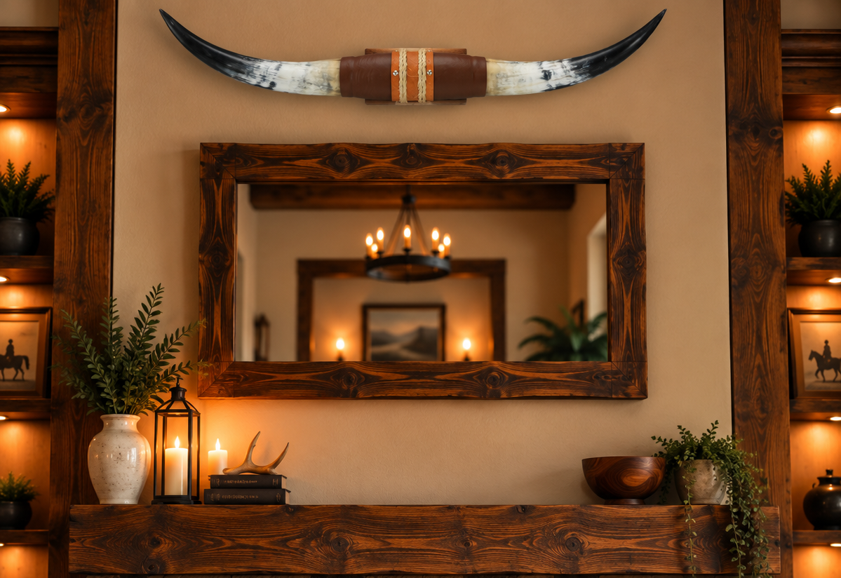 Authentic USA Made Mounted Steer Horns (40" Span)