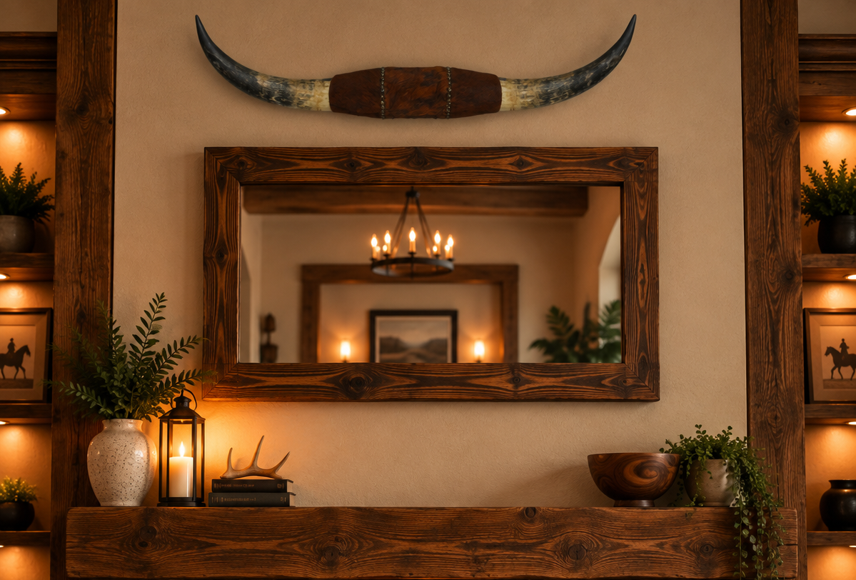 Authentic USA Made Mounted Steer Horns (35.5" Span)